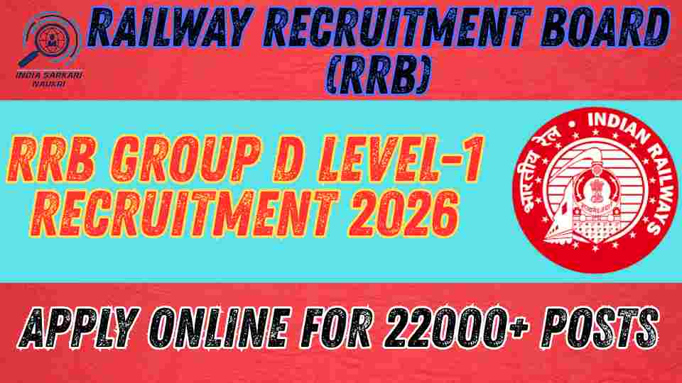 Railway RRB Group D Level-1 Recruitment 2026 Apply Online for 22,195 Posts